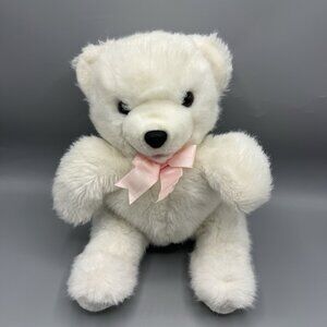 Vintage Mervyn's Playful Pals White Teddy Bear Plush Puppet 14"